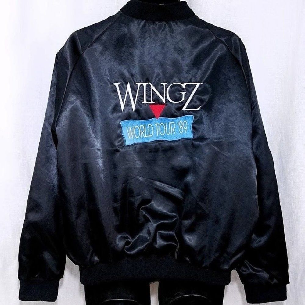 WingZ World Tour 89 Satin Bomber Jacket Vintage 80s Informix Software Made In US